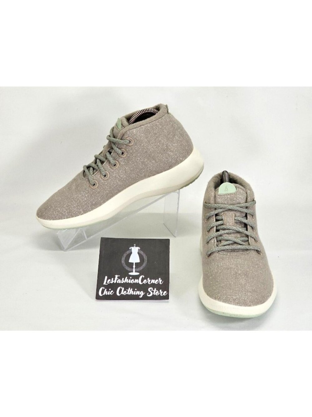 Allbirds Women's Light Gray Lime Heathered Matterhorn Wool Piper Mids Sz 9 1557